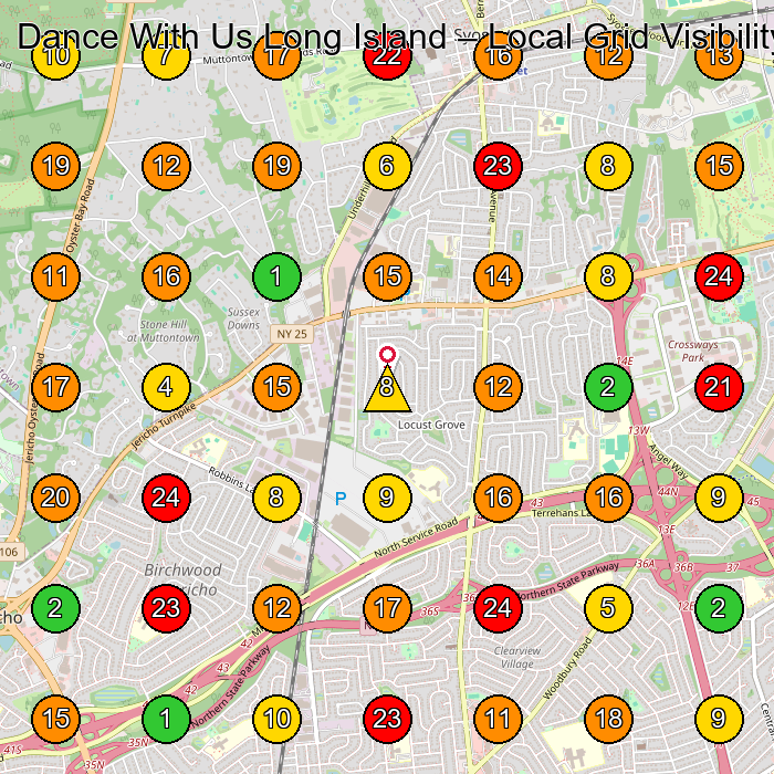 Dance With Us Long Island Dance School GeoGrid ranking map for Syosset NY